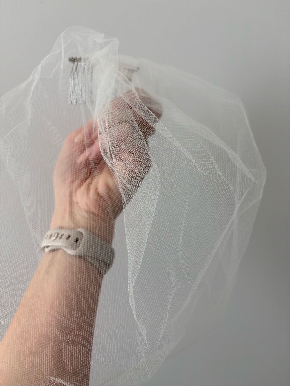 BHLDN White Bridal Veil with Metal Comb
